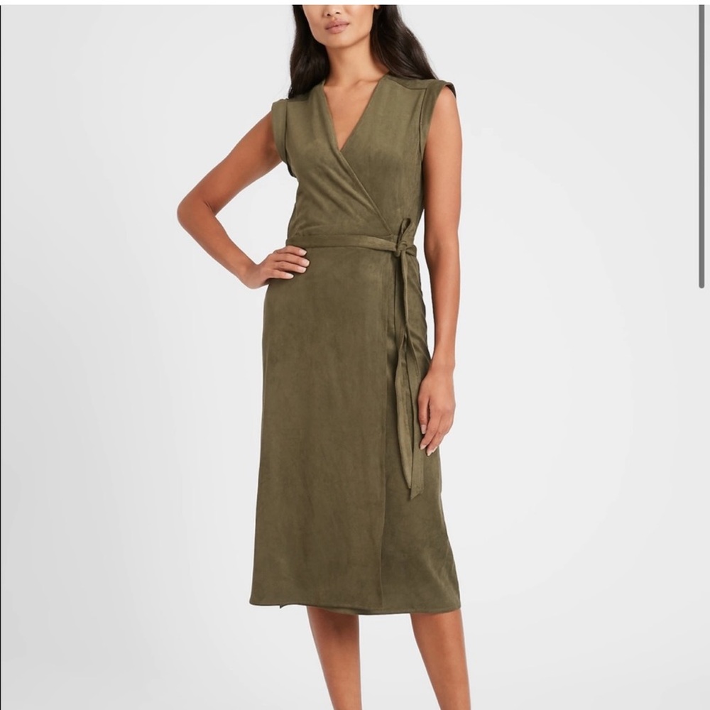 Banana Republic size 4 olive green, vegan suede dress